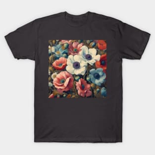 anemone and poppy flower pattern 7 T-Shirt